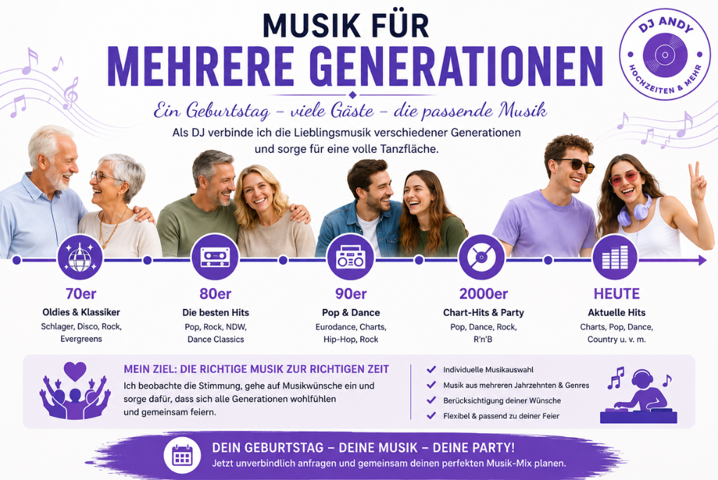 DJ für Geburtstagsfeier - Musik für mehrere Generationen